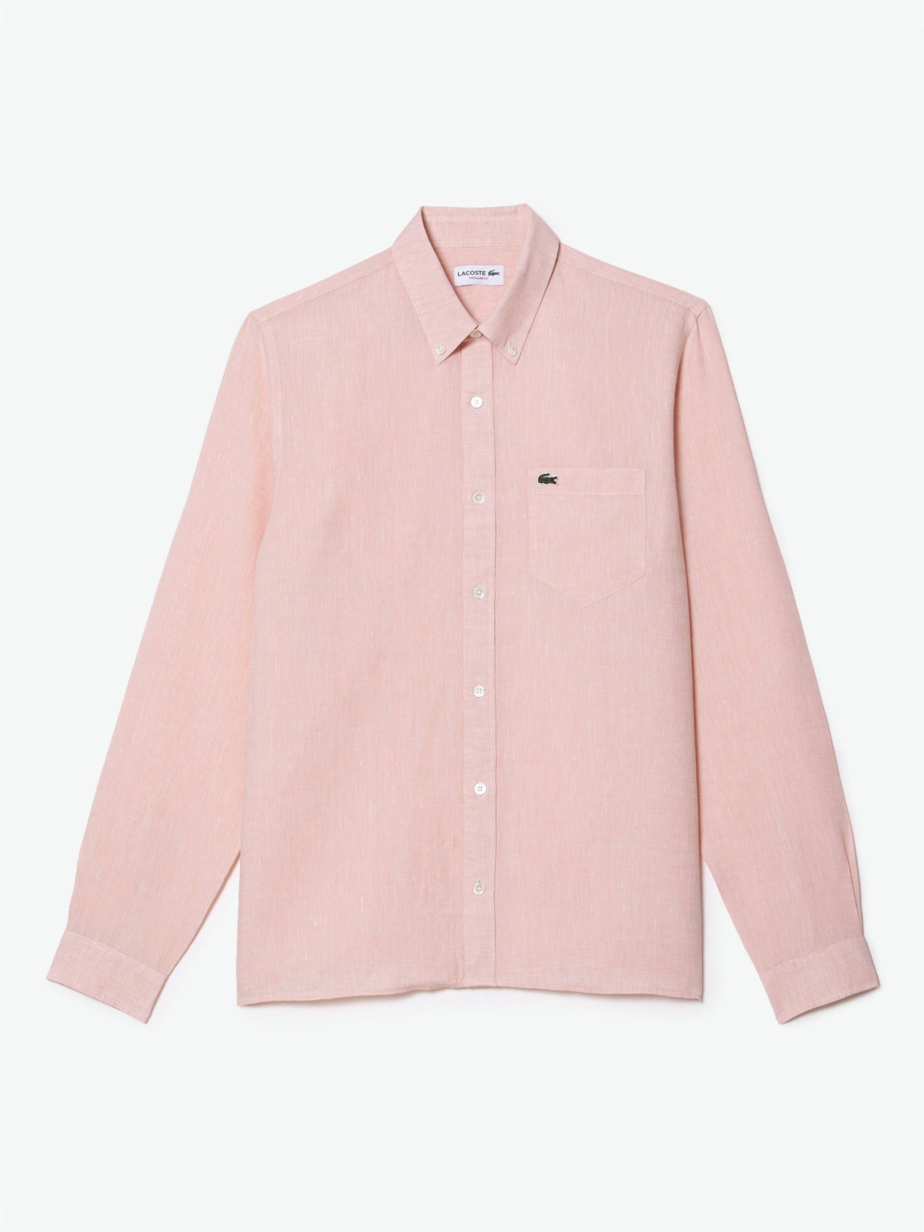 Lacoste Long Sleeve Linen Shirt, Flamingo, XXL