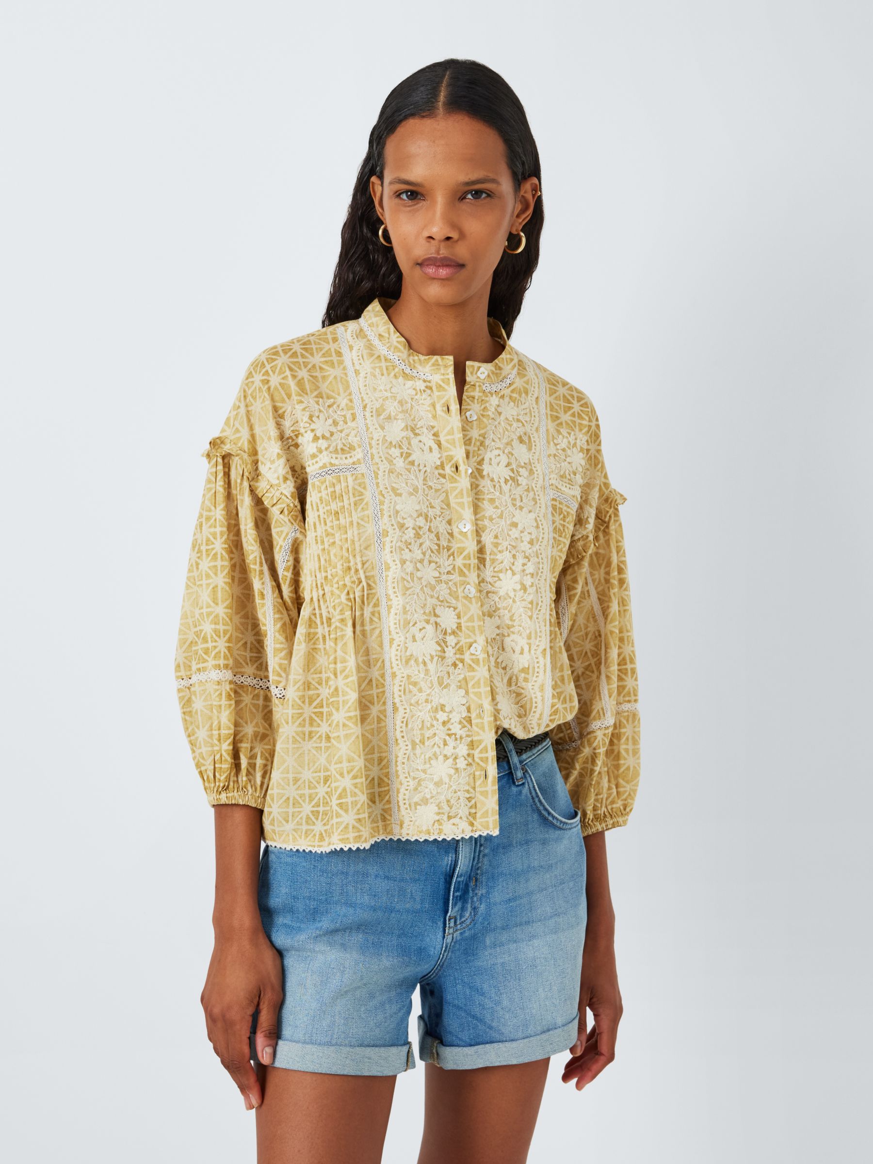 AND/OR Eva Embroidered Blouse, Yellow/Multi, 12