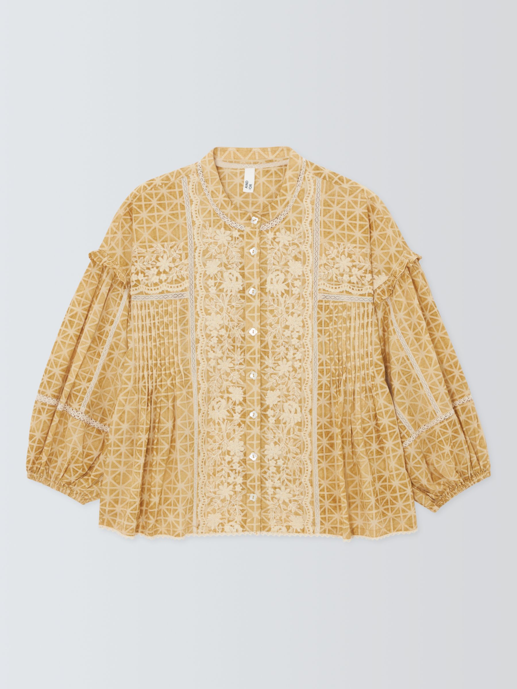 AND/OR Eva Embroidered Blouse, Yellow/Multi, 12