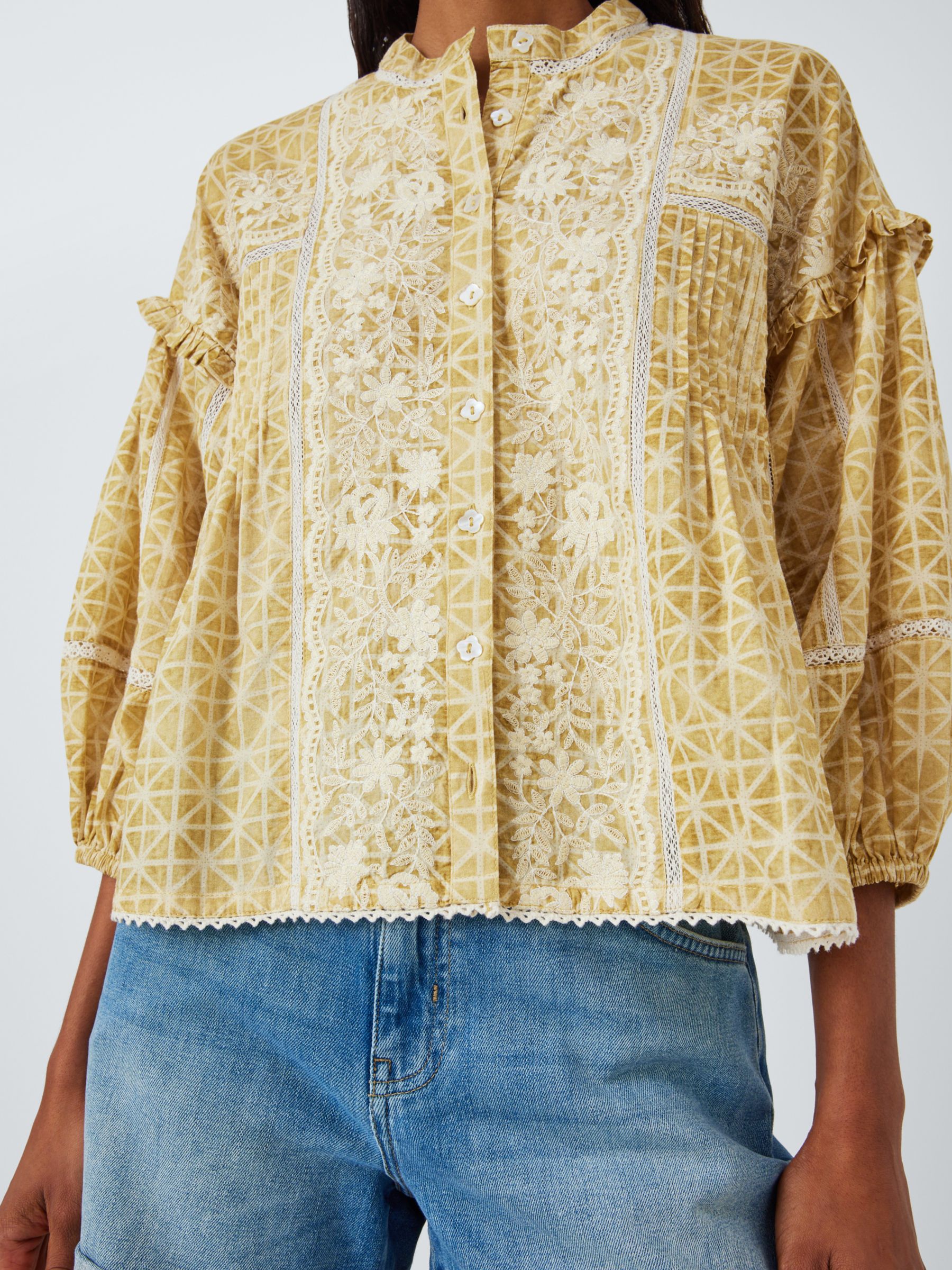 AND/OR Eva Embroidered Blouse, Yellow/Multi, 12