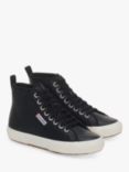 Superga 2750 Tumble Leather Mid Top Trainers, Black