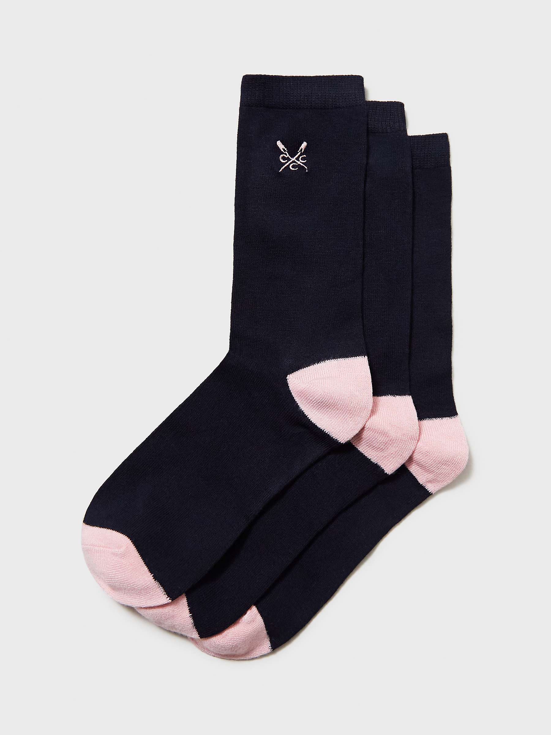 Buy Crew Clothing Embroidered Logo Bamboo Blend Ankle Socks, Pack of 3, Navy Blue, One Size Online at johnlewis.com