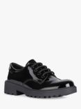 Geox Kids' Casey Faux Patent Leather Derby School Shoes, Black