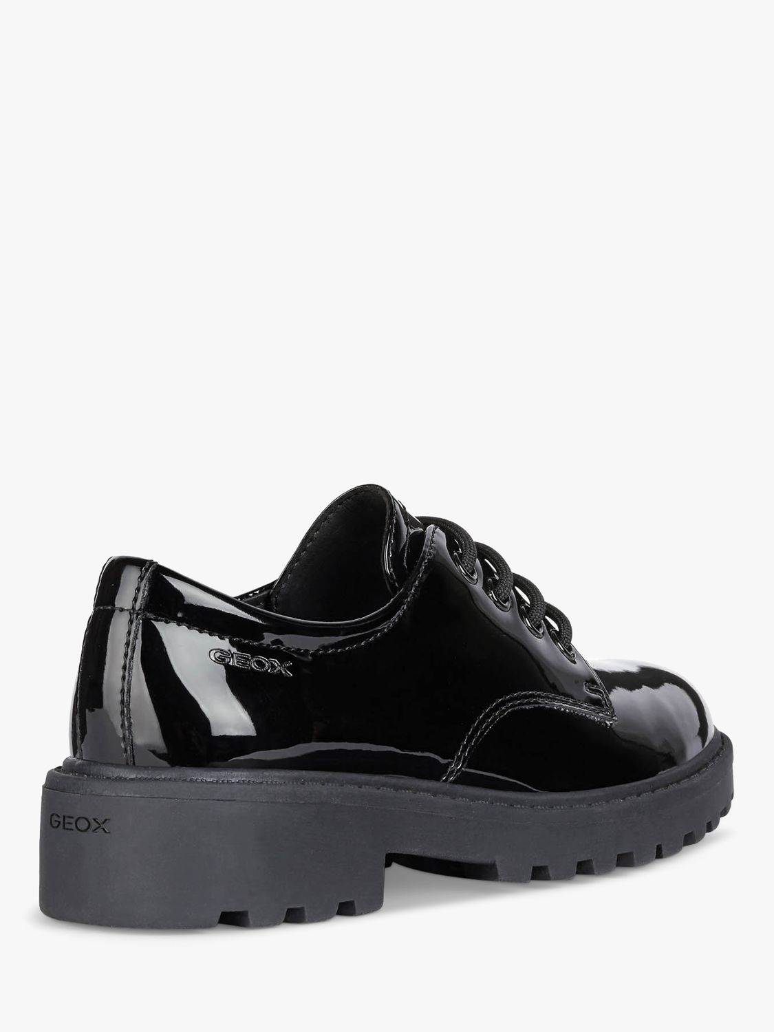 Geox Kids' Casey Faux Patent Leather Derby School Shoes, Black, EU40