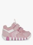 Geox Kids' Iupidoo Leather Blend Pre-Walker Trainers, Rose/White, Rose/White