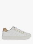 Geox Kids' Nashik Leather Blend Lace Up Trainers, White/Gold, White