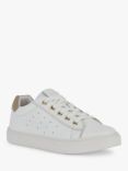 Geox Kids' Nashik Leather Blend Lace Up Trainers, White/Gold