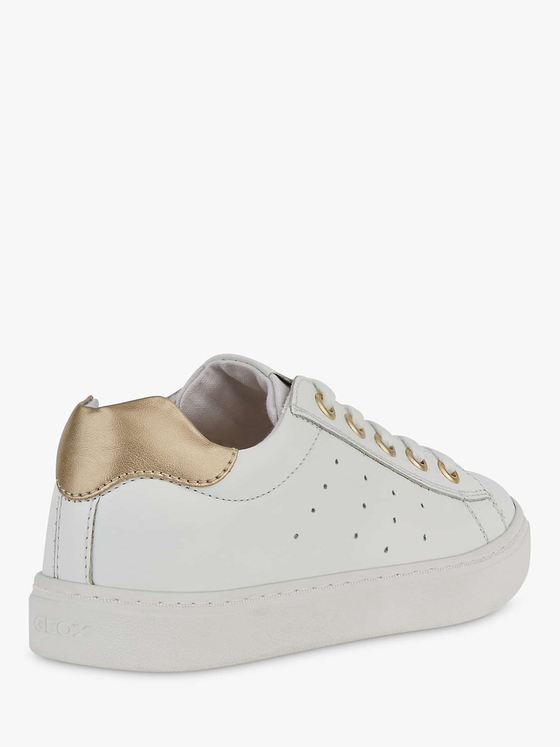 Buy Geox Kids' Nashik Leather Blend Lace Up Trainers, White/Gold Online at johnlewis.com
