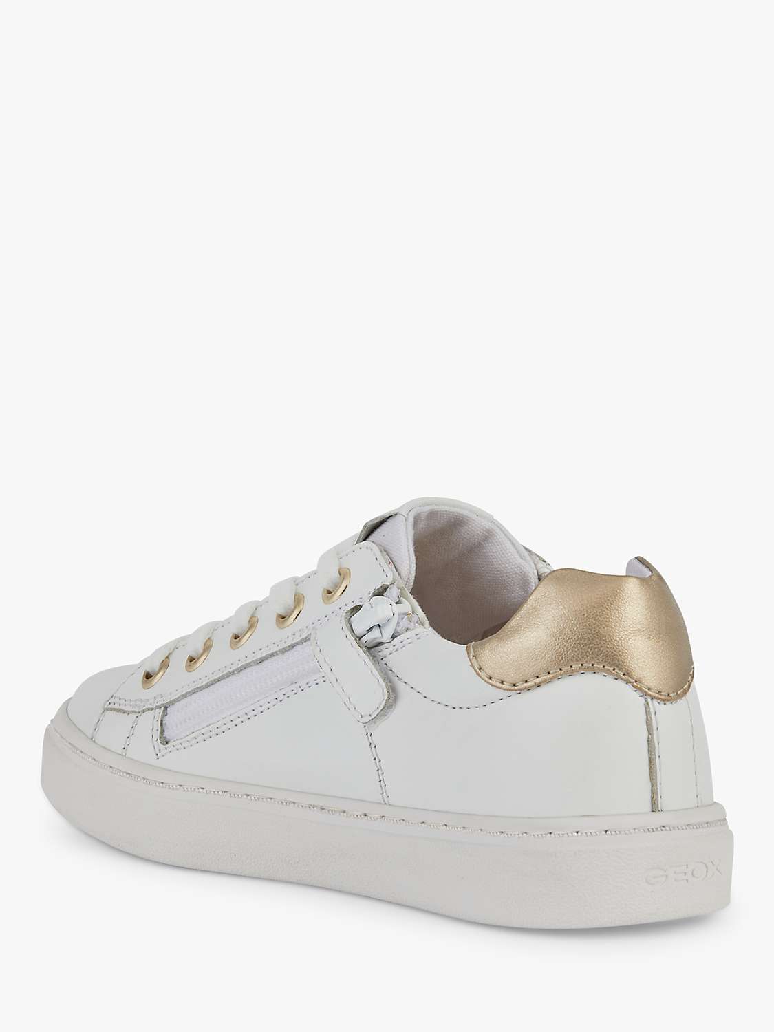 Buy Geox Kids' Nashik Leather Blend Lace Up Trainers, White/Gold Online at johnlewis.com