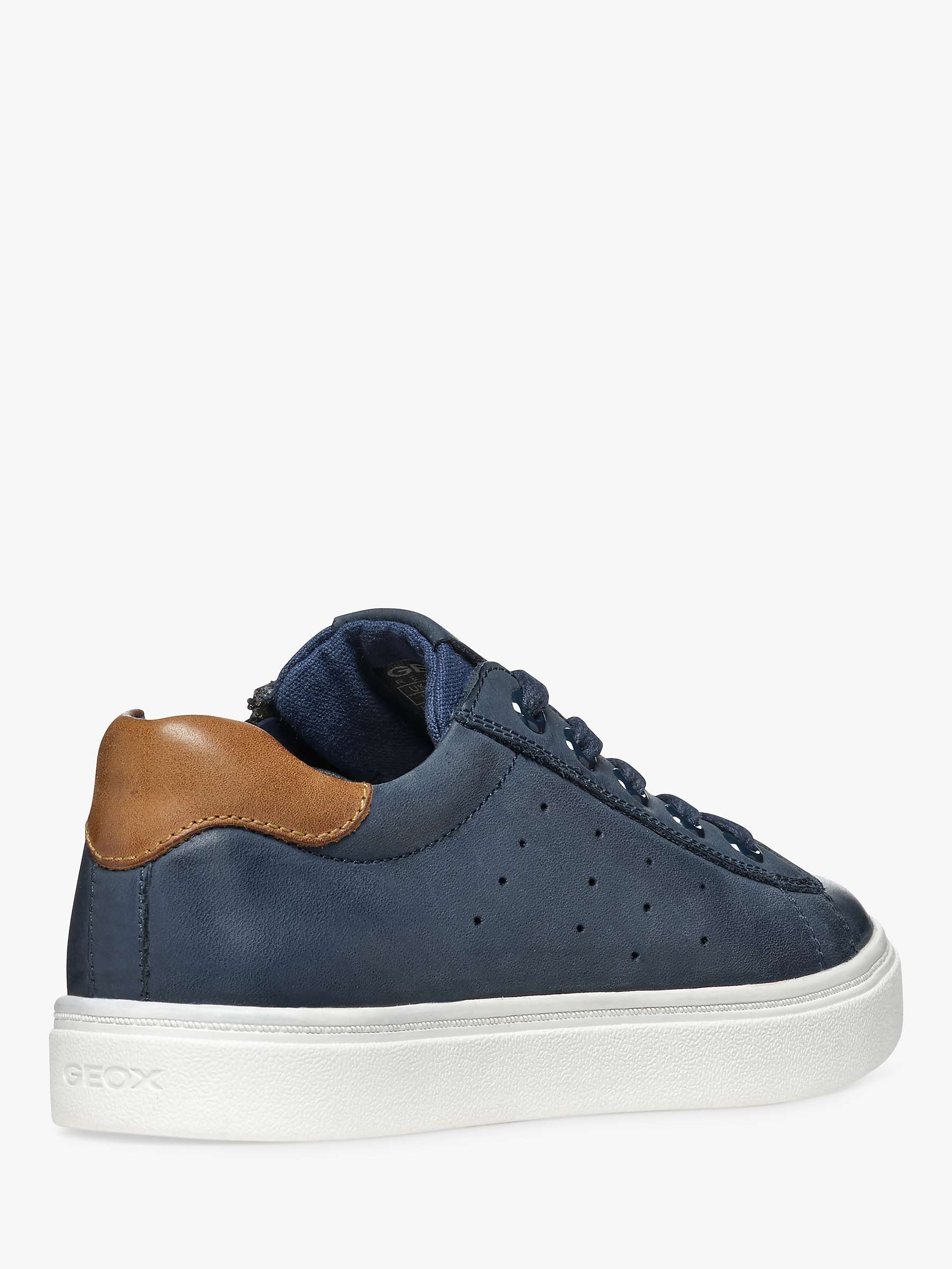 Buy Geox Kids' Nashik Leather Blend Lace Up Trainers, Navy/Brown Online at johnlewis.com