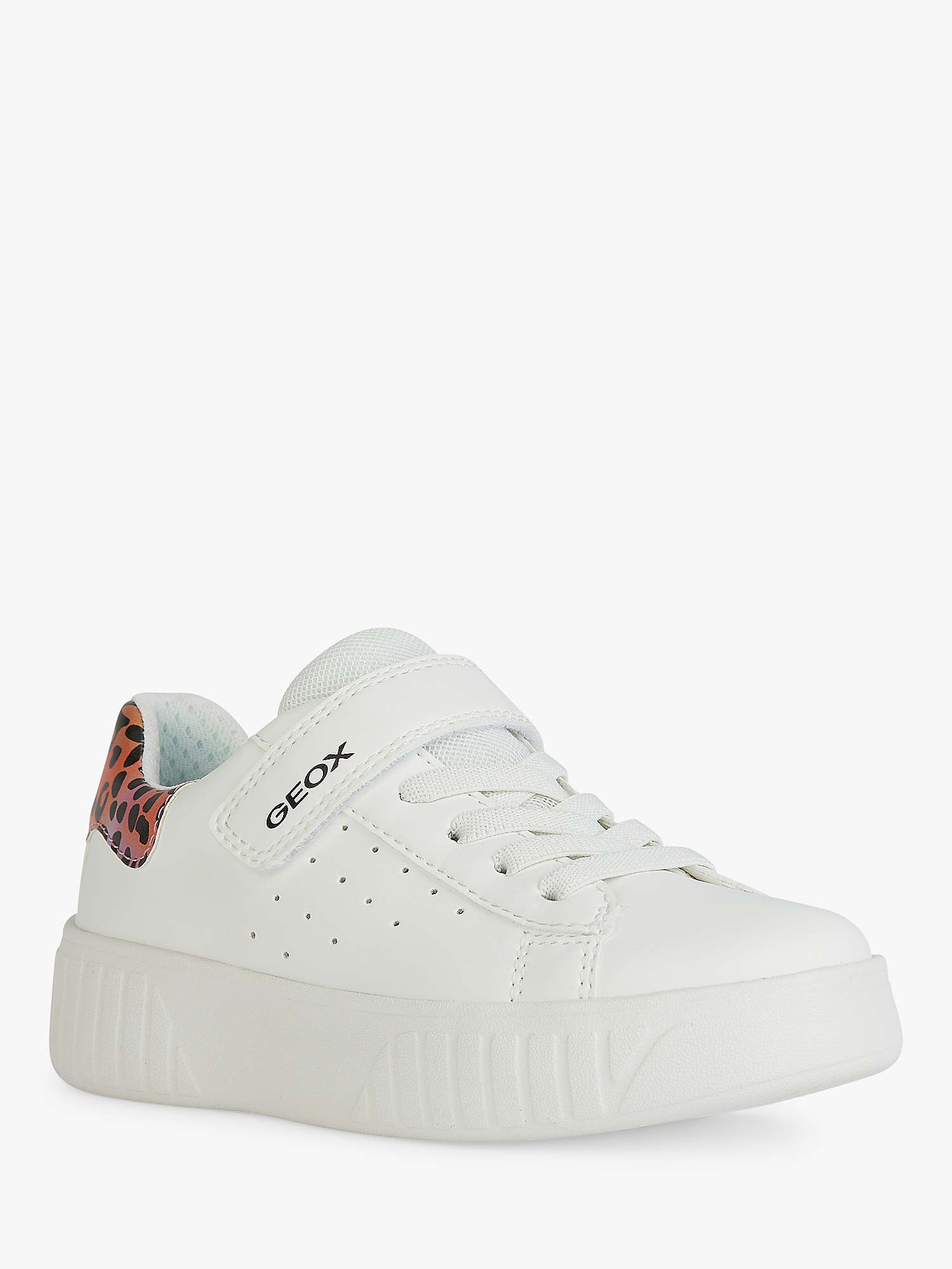 Buy Geox Kids' Mikiroshi Leopard Print Detail Trainers, White/Multi Online at johnlewis.com