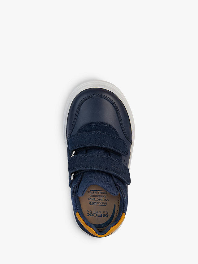 Geox Baby Nashik Leather Blend First Steps Trainers, Navy/Ochre