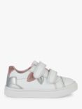 Geox Kids' Nashik Pearlescent Leather Blend Trainers, White/Silver