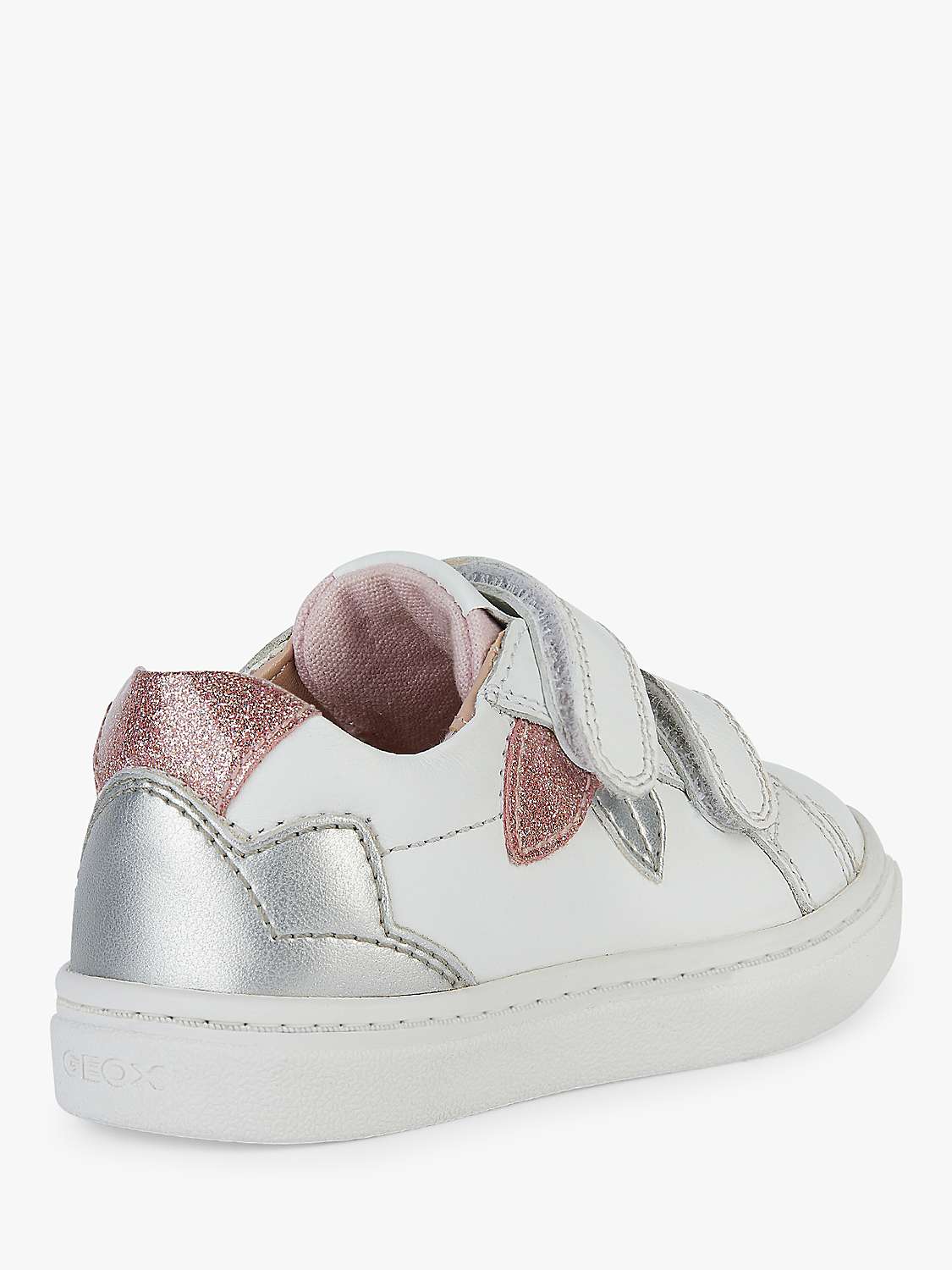 Buy Geox Kids' Nashik Pearlescent Leather Blend Trainers, White/Silver Online at johnlewis.com