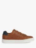 Geox Kids' Nashik Leather Low-Cut Trainers, Cognac/Navy