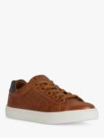 Geox Kids' Nashik Leather Low-Cut Trainers, Cognac/Navy