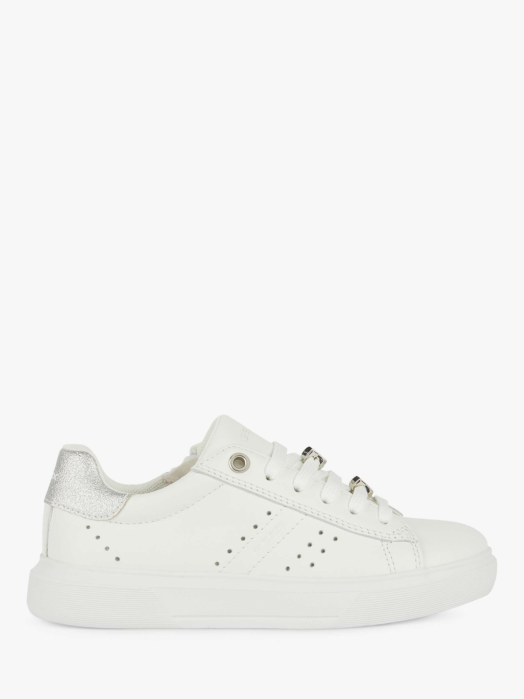 Buy Geox Kids' J Nettuno Low Cut Lace Up Trainers, White/Silver Online at johnlewis.com