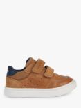 Geox Kids' Nashik Riptape Leather Trainers, Caramel/Navy