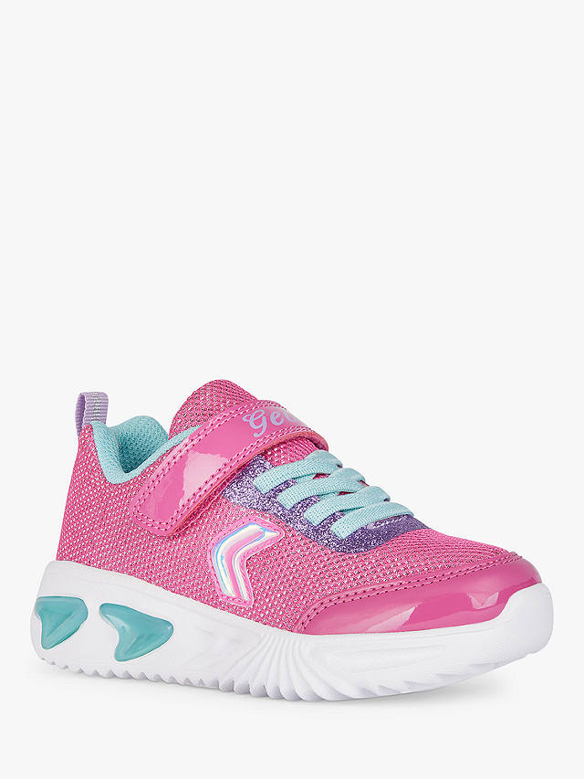 Geox Kids' Assister Light Up Trainers, Fuchsia/Aqua        