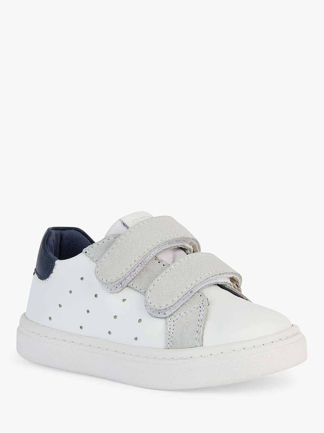 Buy Geox Baby Nashik Nappa Suede First Steps Trainers, White/Navy Online at johnlewis.com
