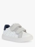 Geox Baby Nashik Nappa Suede First Steps Trainers, White/Navy, White/Navy