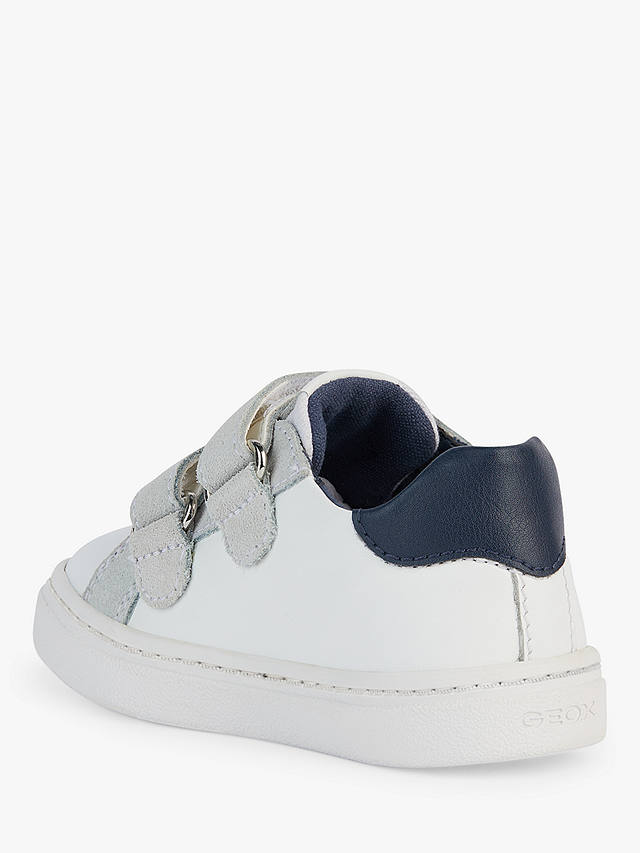 Geox Baby Nashik Nappa Suede First Steps Trainers, White/Navy