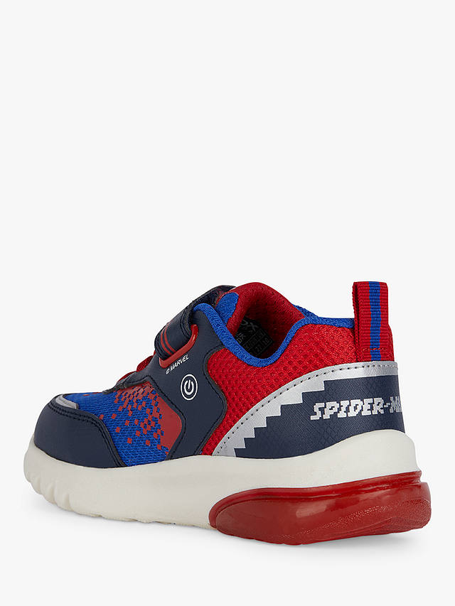 Geox Kids' Ciberdron Spiderman Light Up Trainers, Navy/Red/White