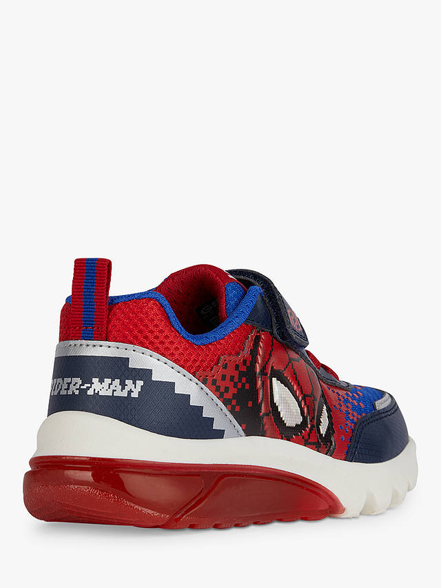 Geox Kids' Ciberdron Spiderman Light Up Trainers, Navy/Red/White