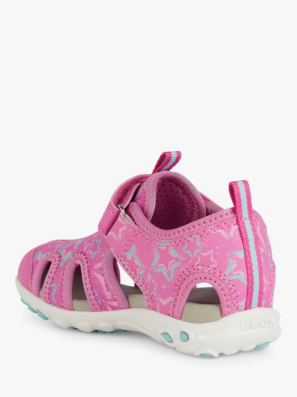 Geox Kids' Whinberry Star Print Closed Toe Sandals, Fuchsia/Aqua, EU29