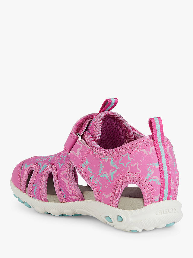 Geox Kids' Whinberry Star Print Closed Toe Sandals, Fuchsia/Aqua        
