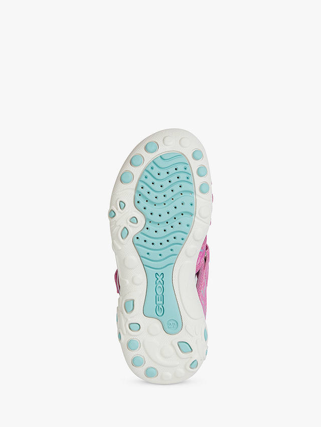 Geox Kids' Whinberry Star Print Closed Toe Sandals, Fuchsia/Aqua        