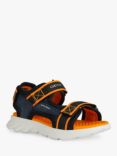 Geox Kids' Airadyum Mesh Sandals, Navy/Orange, Navy/Orange