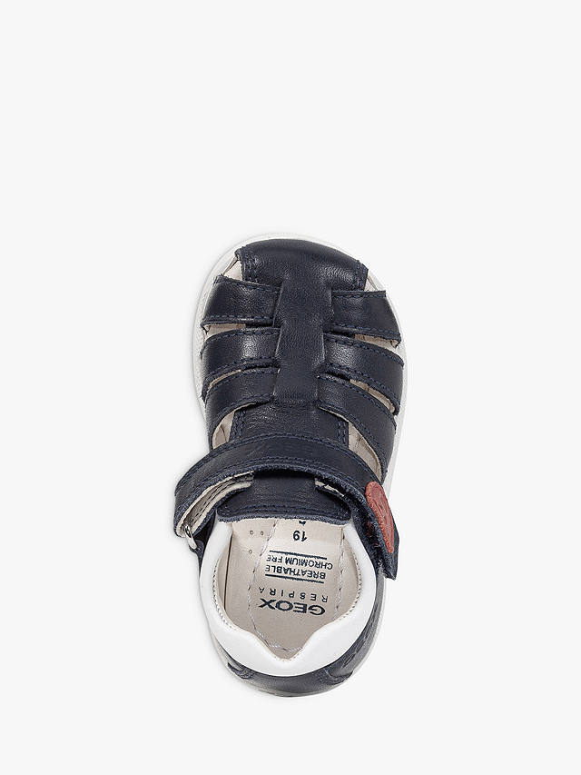 Geox Kids' Macchia Leather Blend Pre-Walker Sandals, Navy                