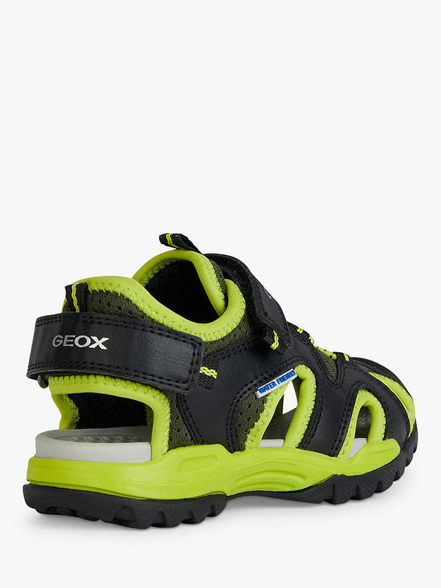 Geox Borealis Closed Toe Sandals, Black/Lime          