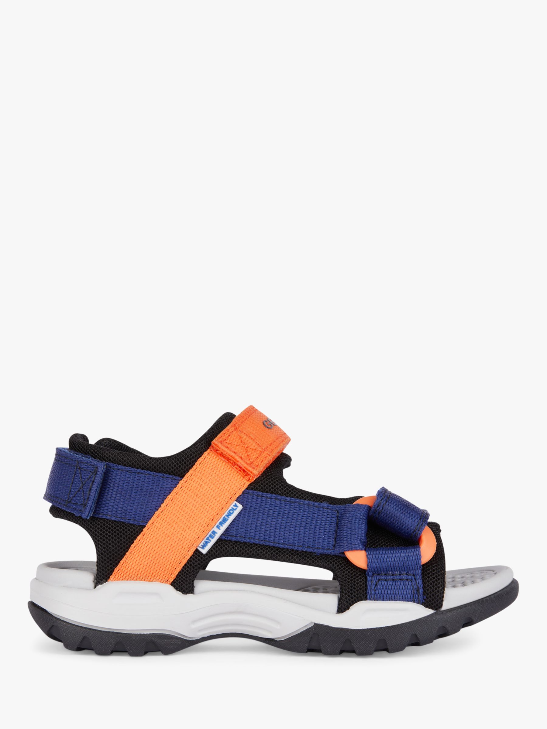 Geox Borealis Riptape Sandals, Navy/Orange, EU34