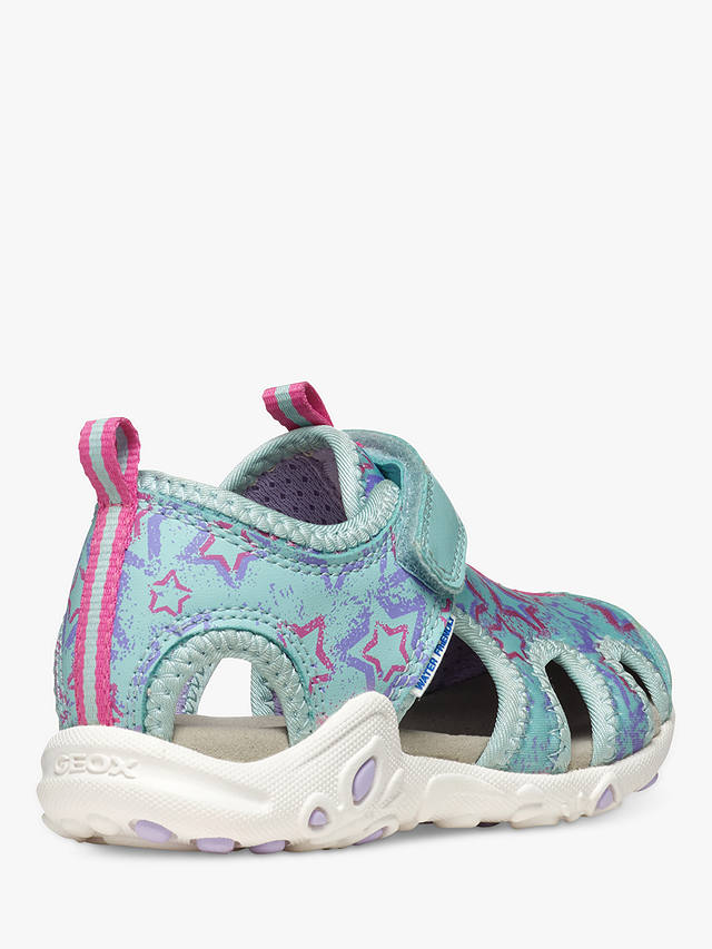 Geox Kids' Whinberry Star Print Closed Toe Sandals, Aqua/Lilac          