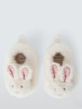 John Lewis Baby Fluffy Bunny Slippers, White