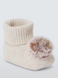 John Lewis Pom Knitted Baby Booties, Cream