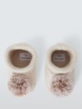 John Lewis Pom Knitted Baby Booties, Cream