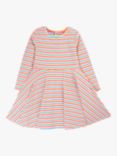 Frugi Kids' Organic Cotton Blend Rhianna Stripe Rib Skater Dress, Rainbow