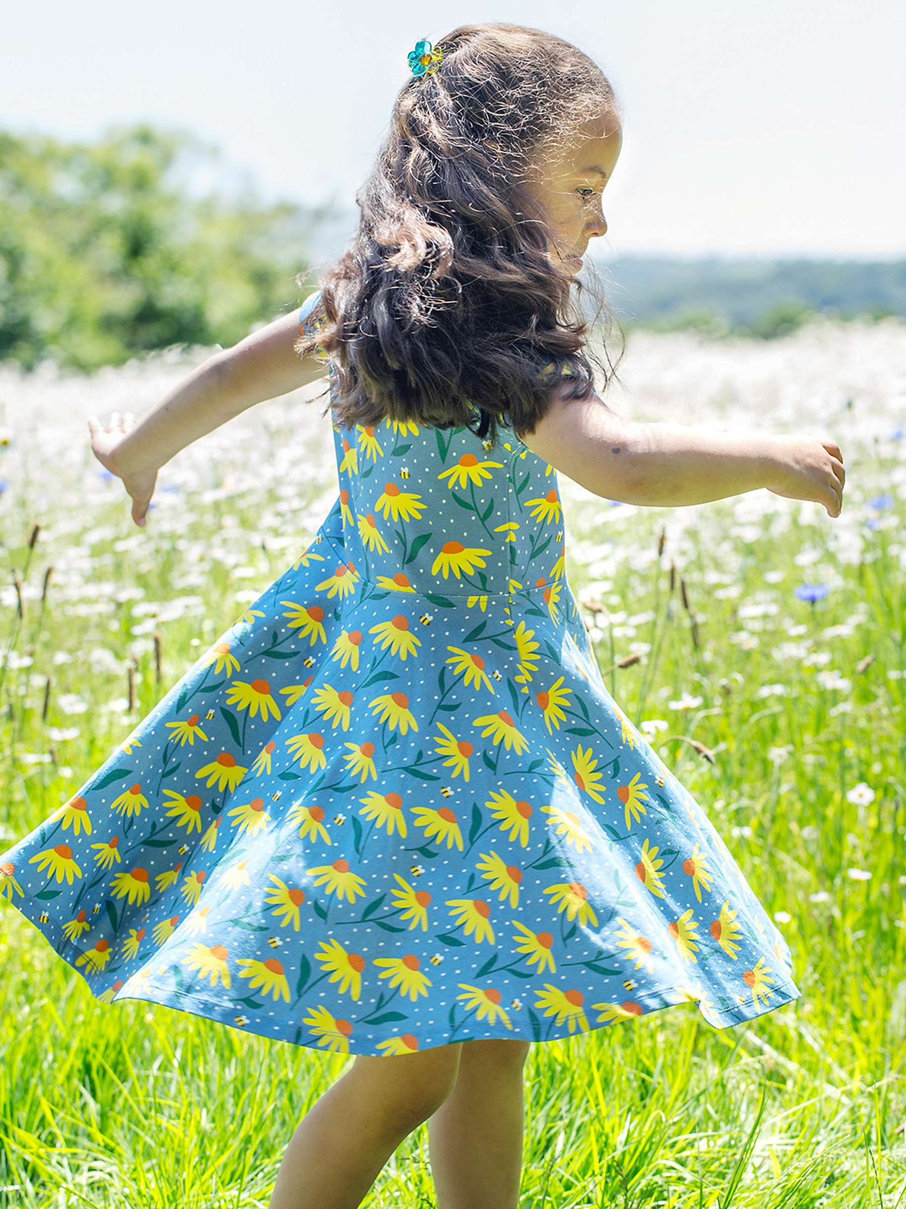 Buy Frugi Kids' Organic Cotton Blend Spring Print Skater Dress, Echinacea Online at johnlewis.com