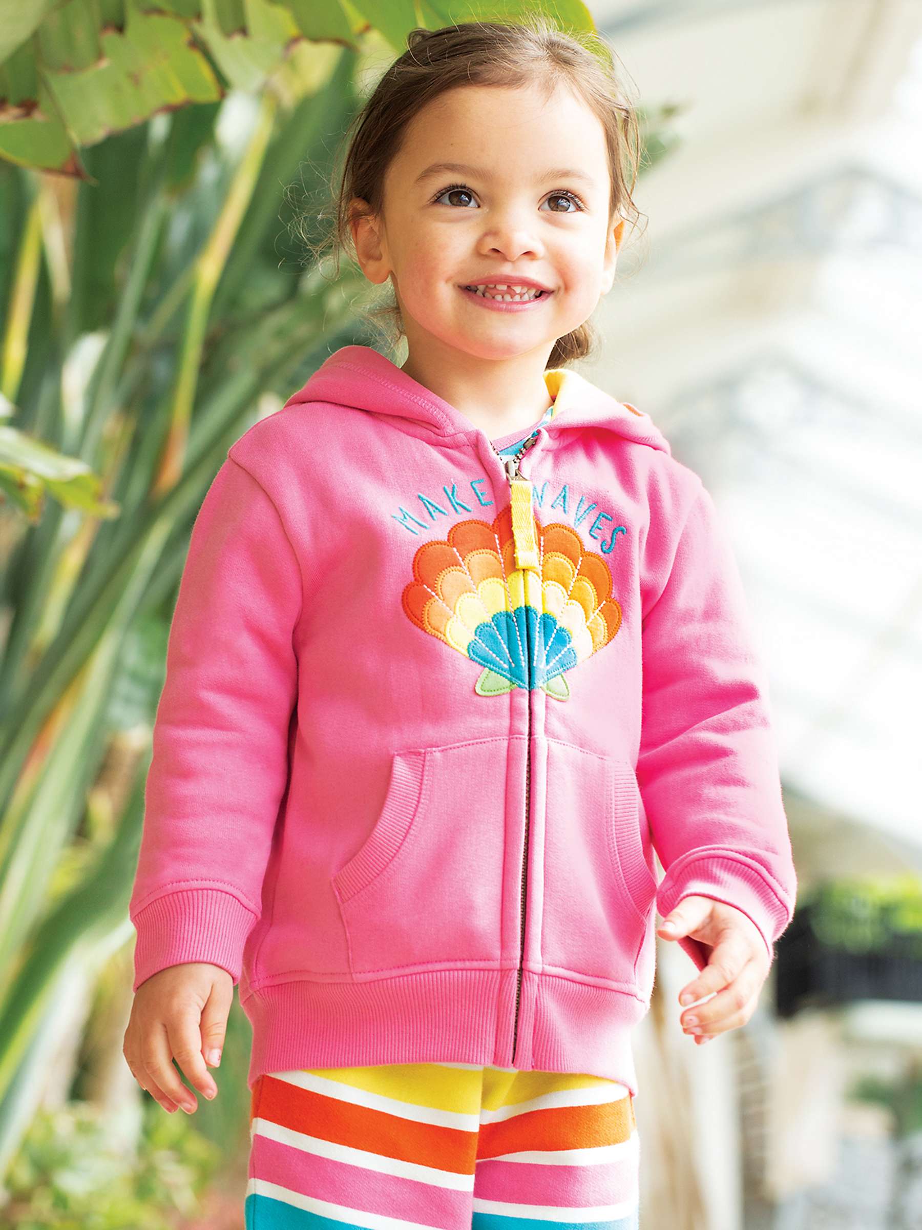 Buy Frugi Kids' Switch Carbis Rainbow Shell Organic Cotton Hoodie, Hibiscus/Multi Online at johnlewis.com