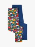 Frugi Kids' Libby Springtime Ducks Leggings, Pack of 2, Navy/Multi