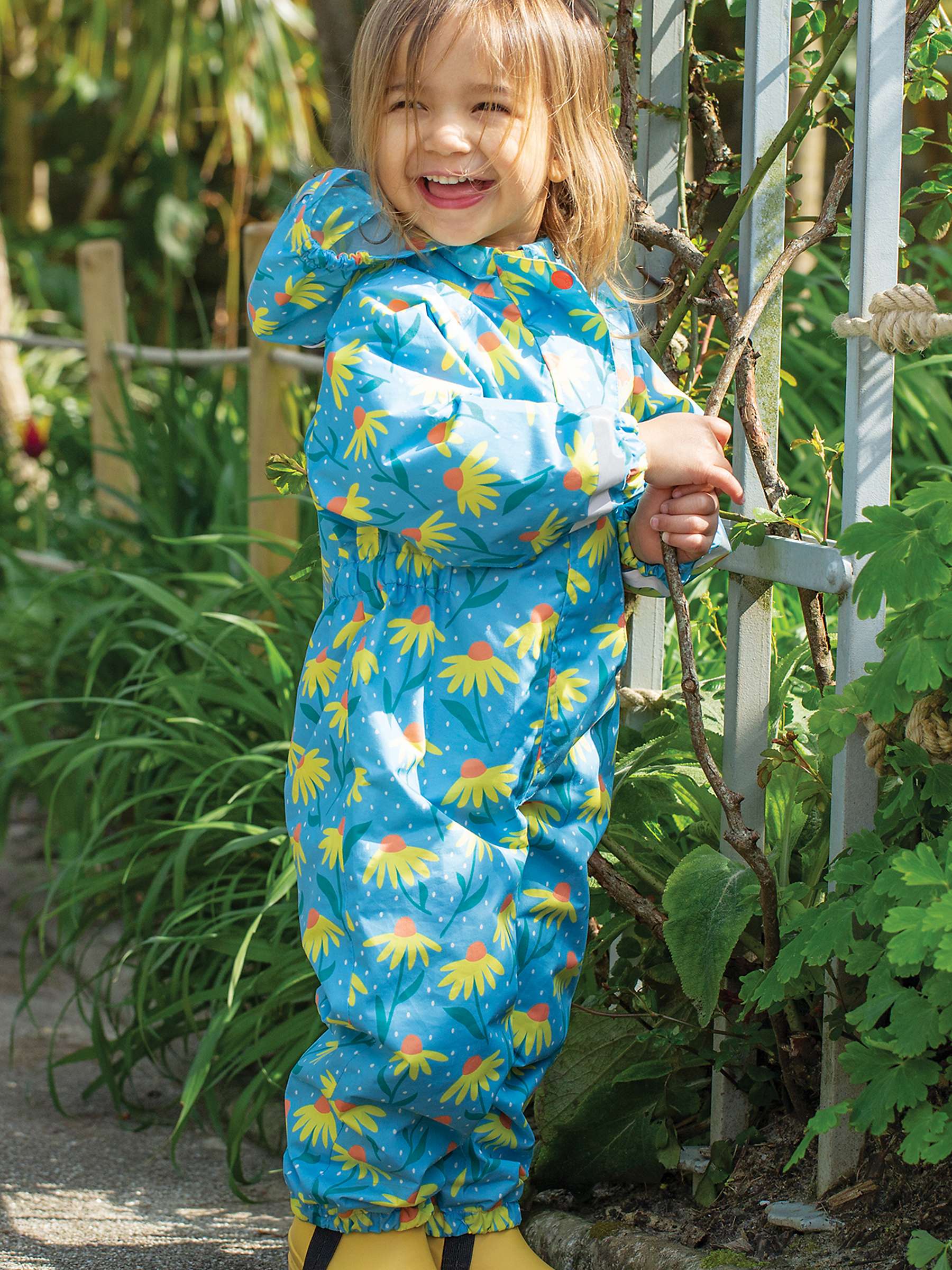 Buy Frugi Kids' Rain Or Shine Waterproof Hooded All-In-One Suit, Echinacea Online at johnlewis.com