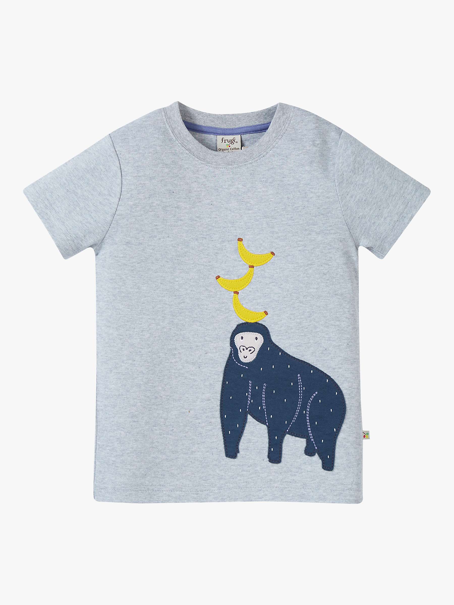 Buy Frugi Kids' Organic Cotton Carsen Gorilla Applique T-Shirt, Grey Marl Online at johnlewis.com