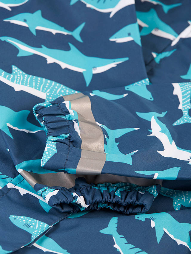 Frugi Kids' Rain Or Shine Tropical Sea Sharks Waterproof Suit, Multi