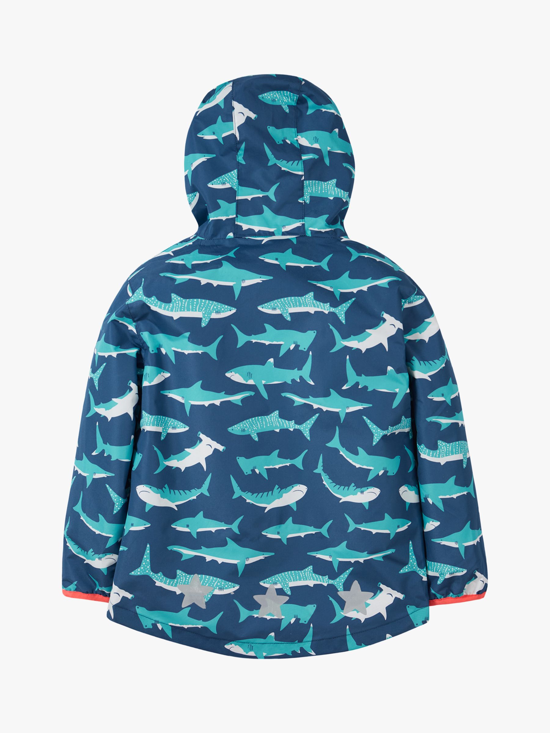 Buy Frugi Kids' Rain Or Shine Waterproof Hooded Jacket, Tropical Sea Shark Online at johnlewis.com