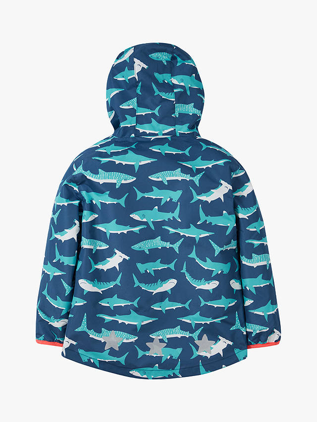 Frugi Kids' Rain Or Shine Waterproof Hooded Jacket, Tropical Sea Shark