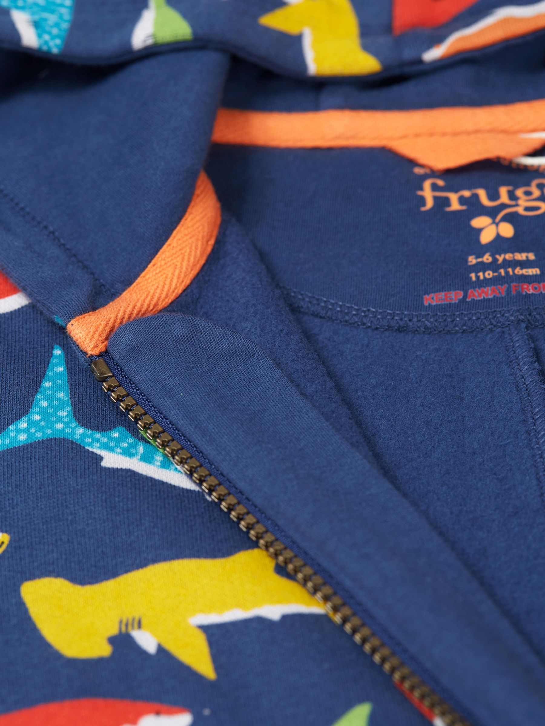 Buy Frugi Kids' Organic Cotton Switch Big Print Snuggle Suit, Shiver Of Sharks Online at johnlewis.com