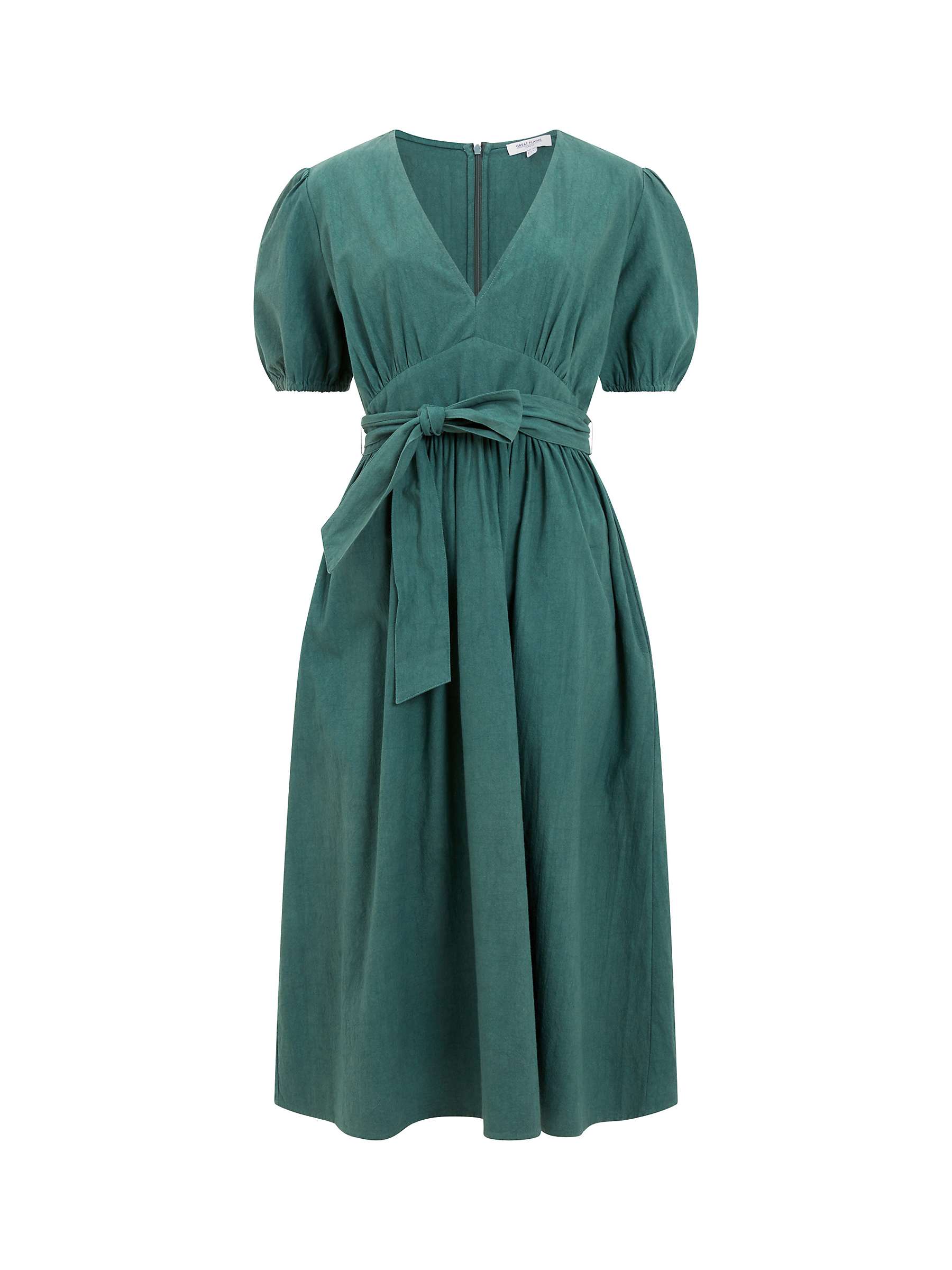 Buy Great Plains Crinkle Cotton V-neck Midi Dress, Tropical Green Online at johnlewis.com